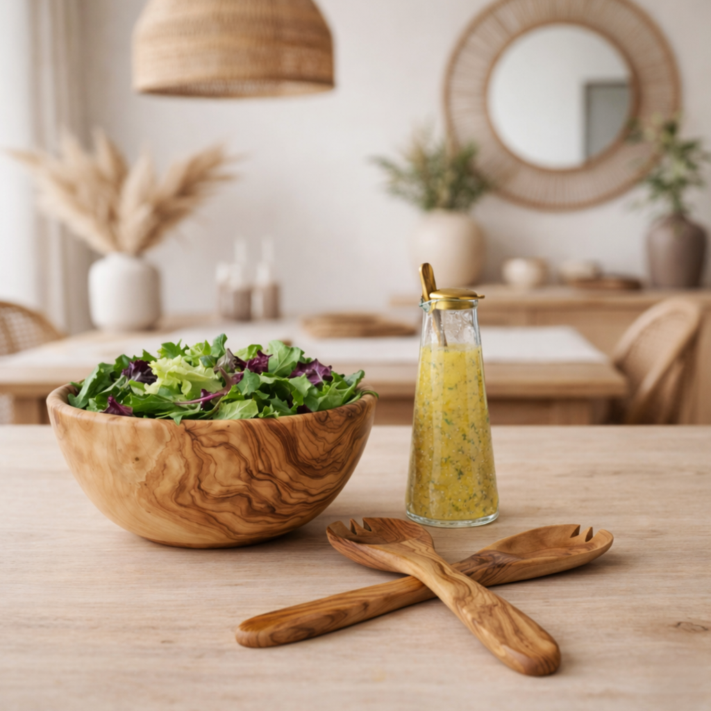 Olive Wood Salad Set