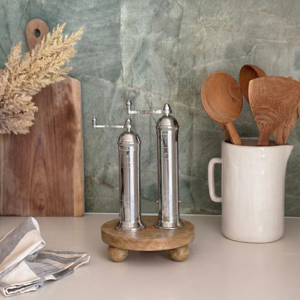 Chrome & Brass Mills Riser Set