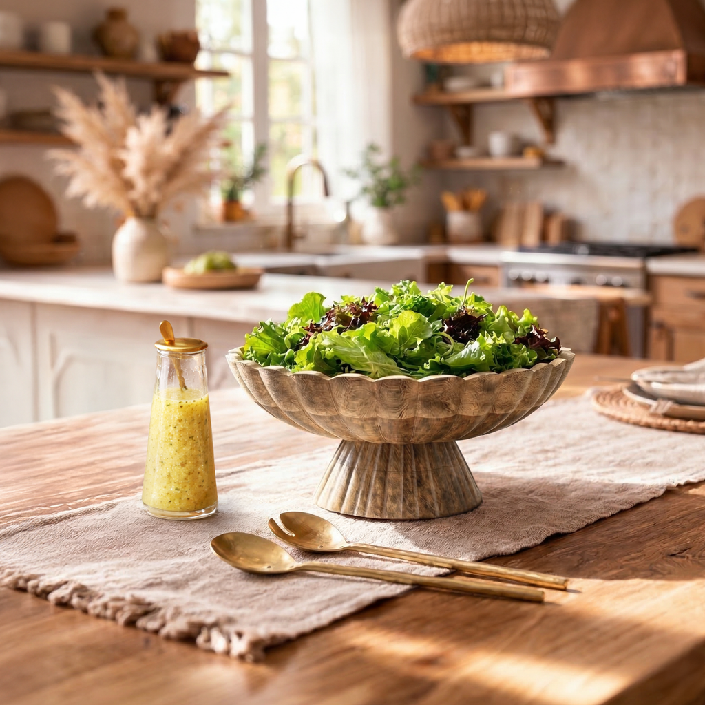 Fluted Pedestal Bowl - Natural