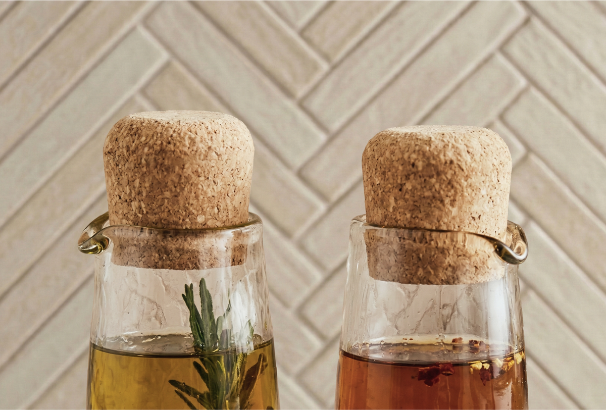 Glass Carafe Set with Brass Tray
