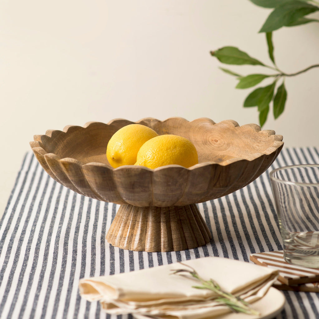 Fluted Pedestal Bowl - Natural