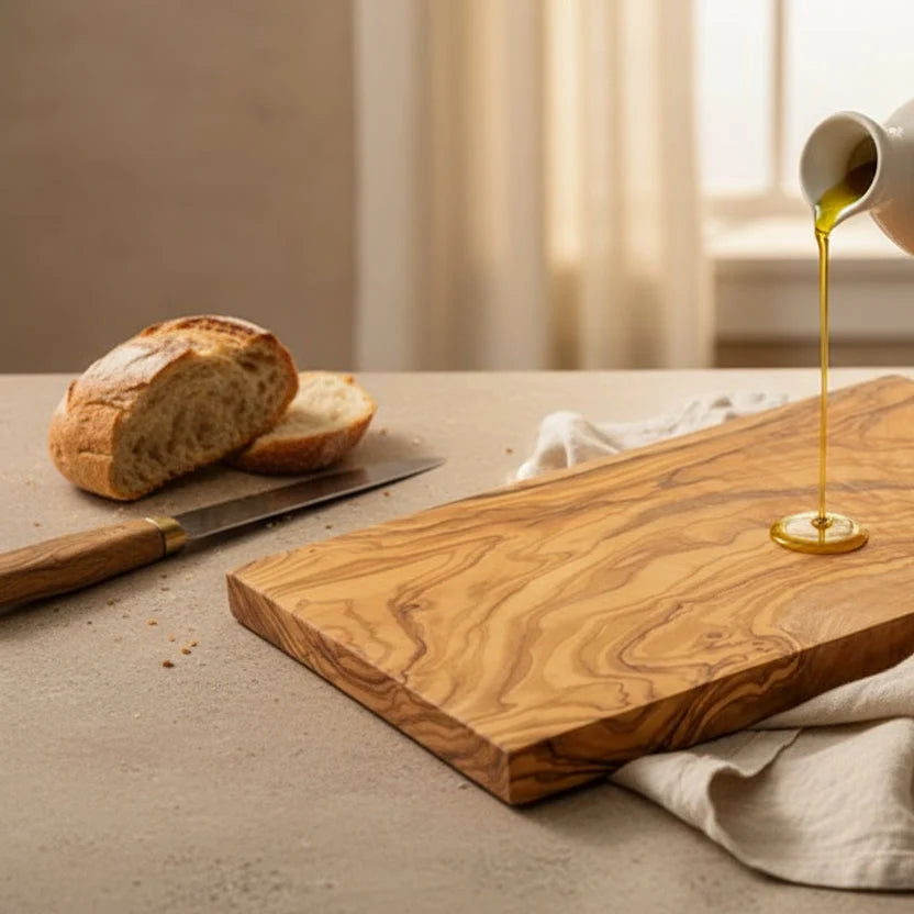 Brass Mills & Olive Wood Board Set