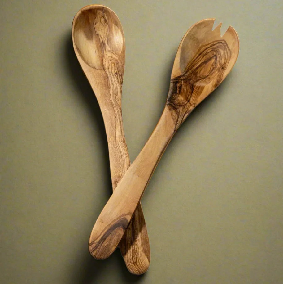 Olive Wood Salad Set