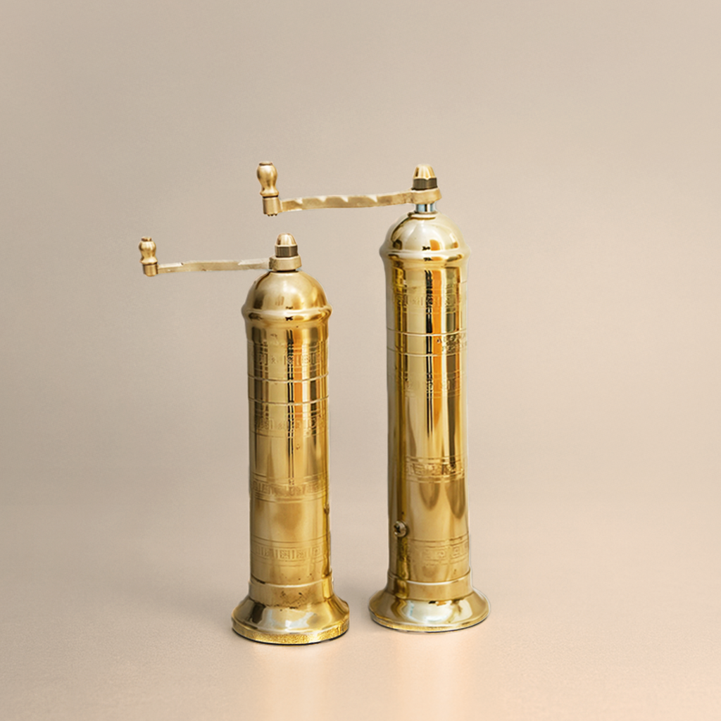 Brass Mills & Olive Wood Board Set