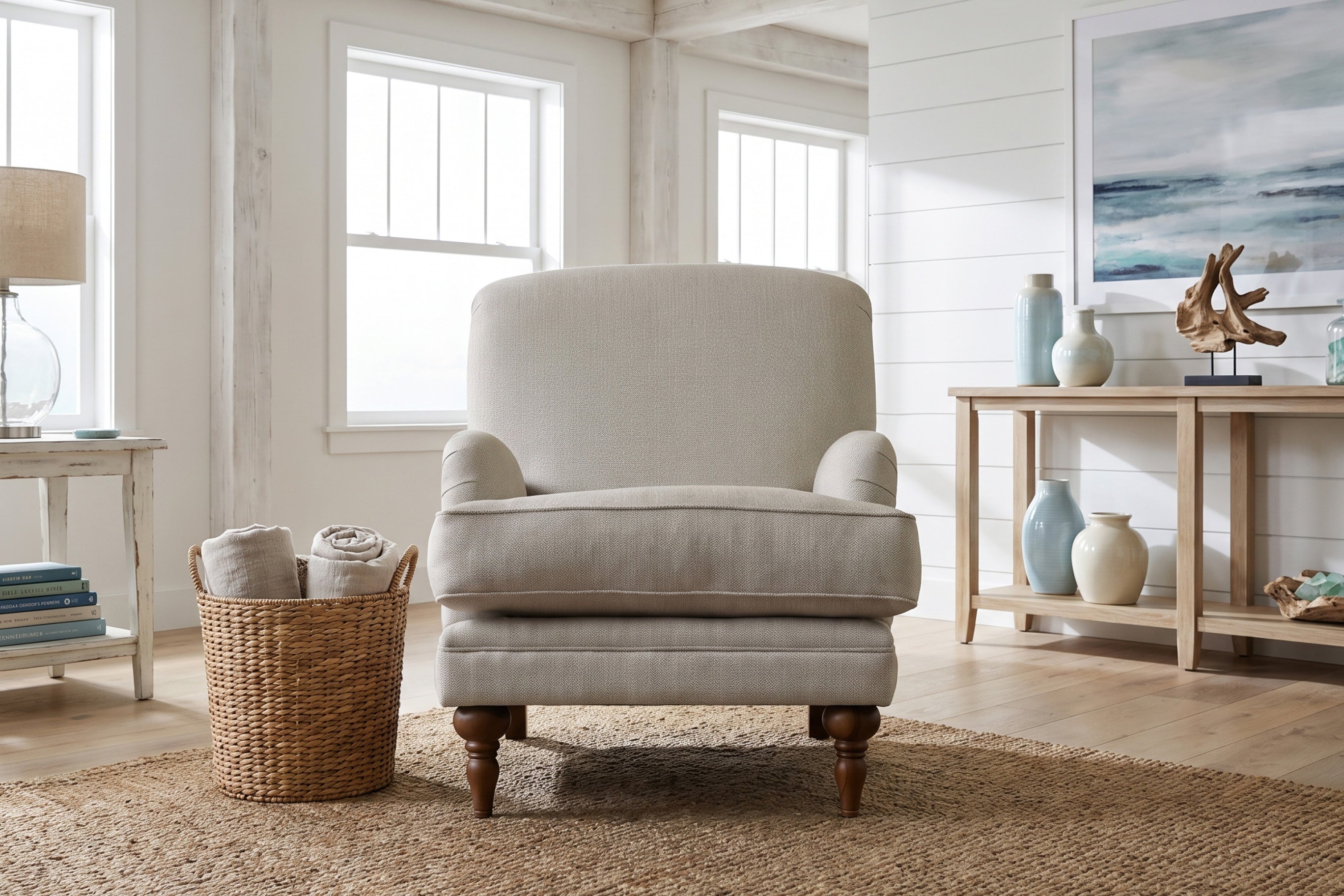 Jasper | Companion Chair | Heather Herringbone Flax