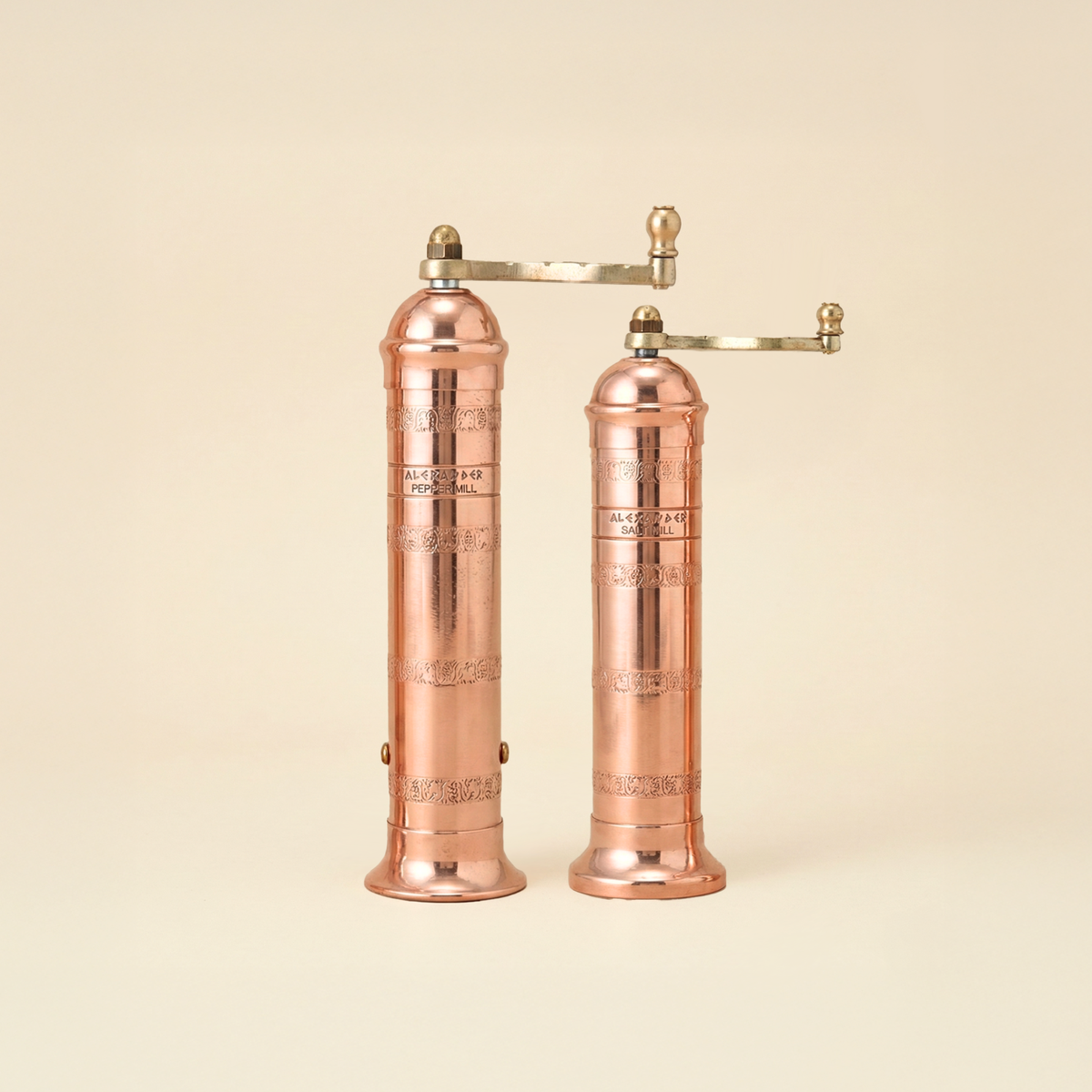 Brass Mills & Olive Wood Board Set - Copper