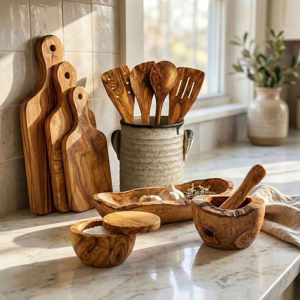 Rustic Olive Wood Mortar & Pestle