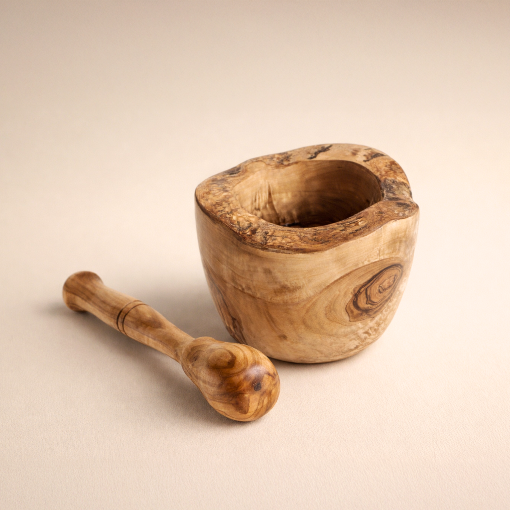 Rustic Olive Wood Mortar & Pestle